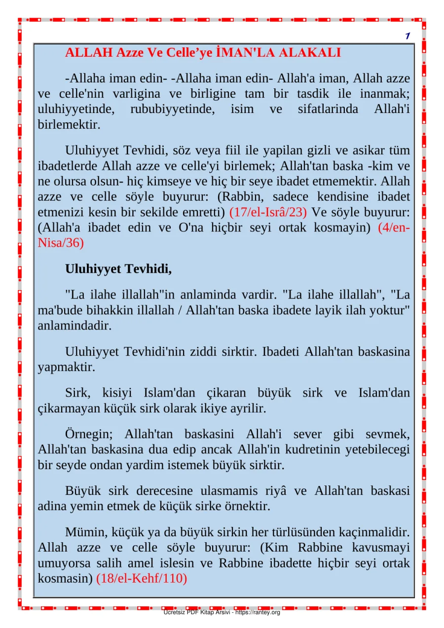 Ve Celleye İMANLA ALAKALI Ebu Abdulmumin Tekin Mıhçı kapak görseli