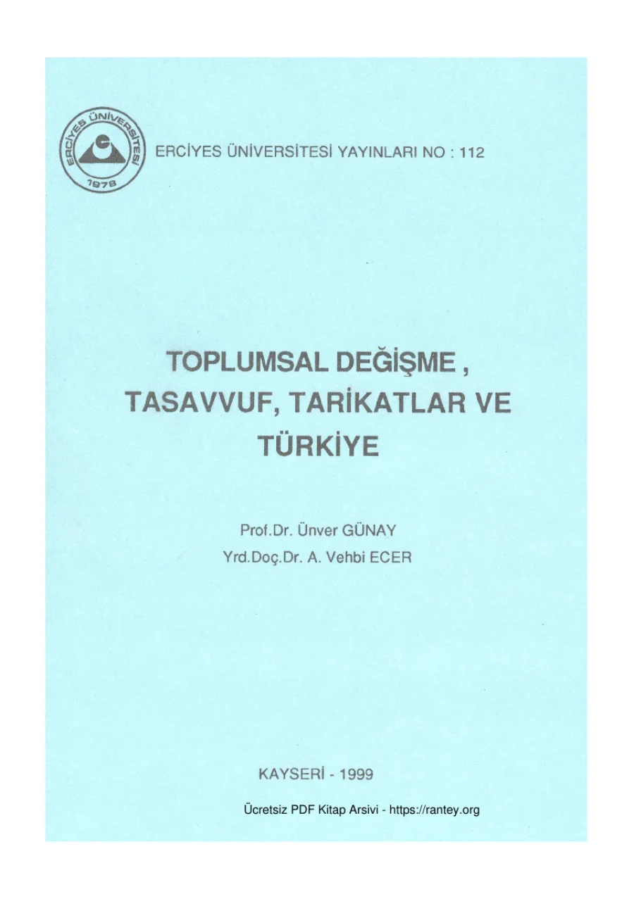 Vehbi ECER Toplumsal Değişme Tasavvuf Tarikatlar ve Türkiye kapak görseli