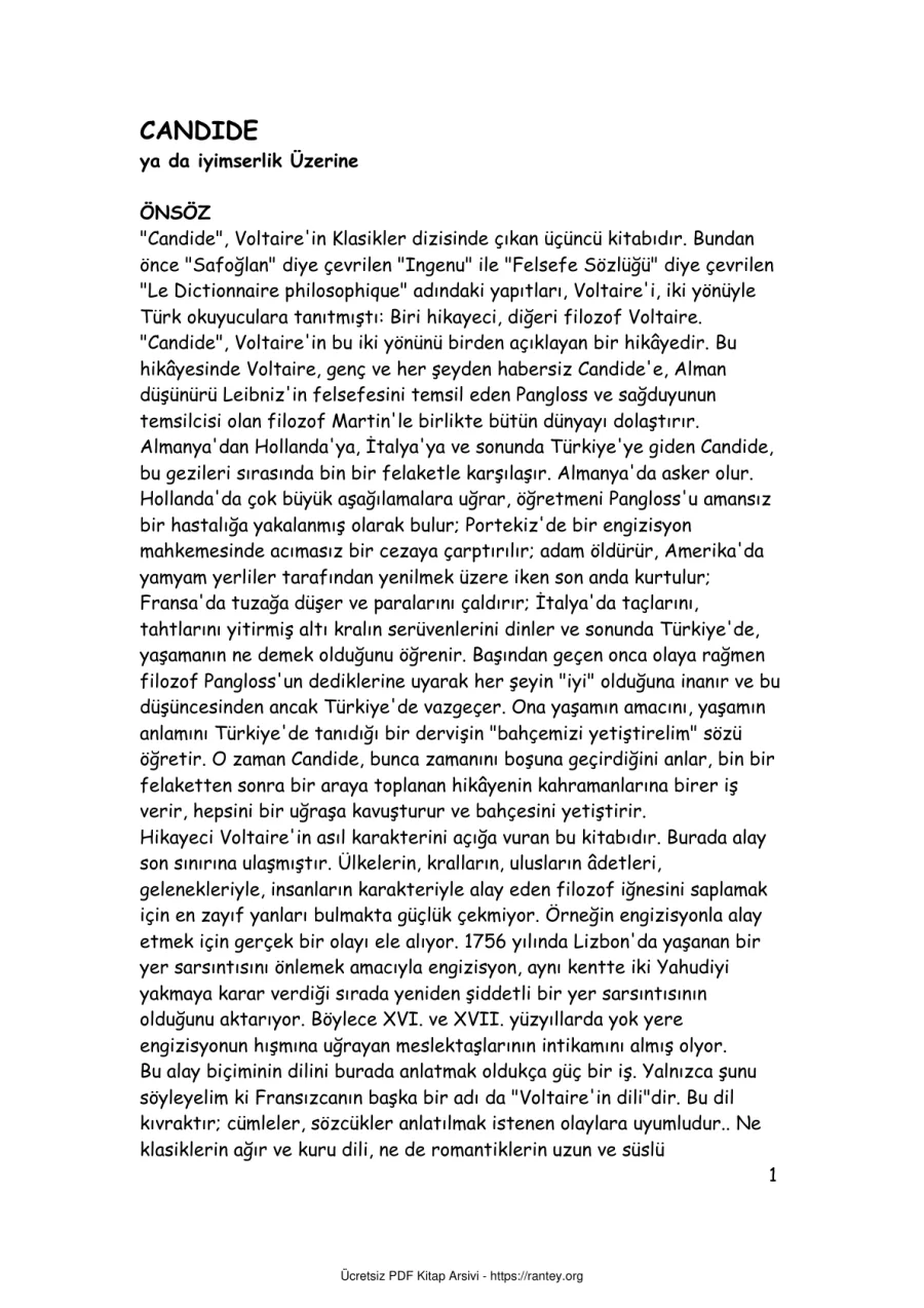 Voltaire Candide kapak görseli