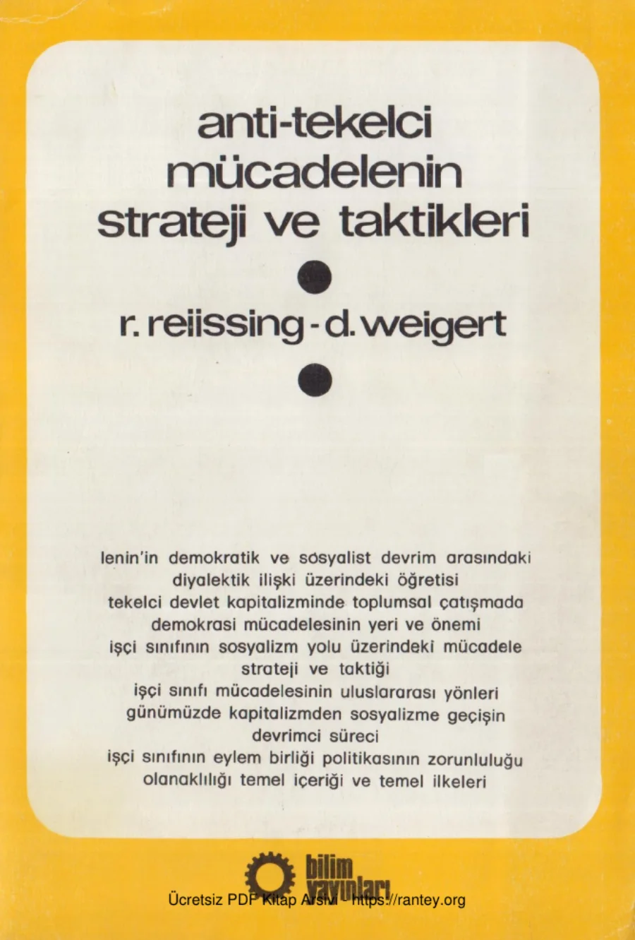 Weigert Anti tekelci Mücadelenin Strateji ve Taktikleri kapak görseli