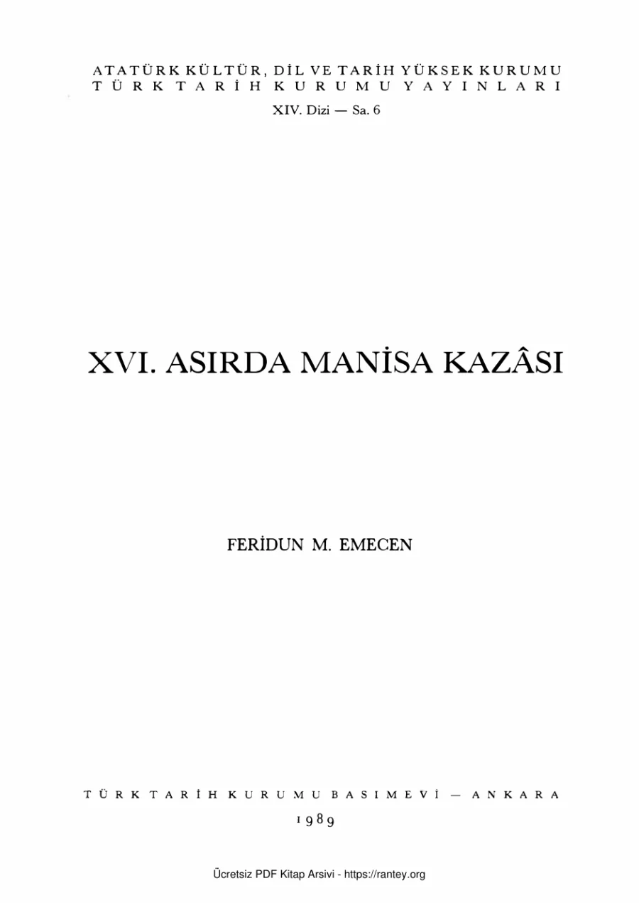 XVI Asırda Manisa Kazsı kapak görseli