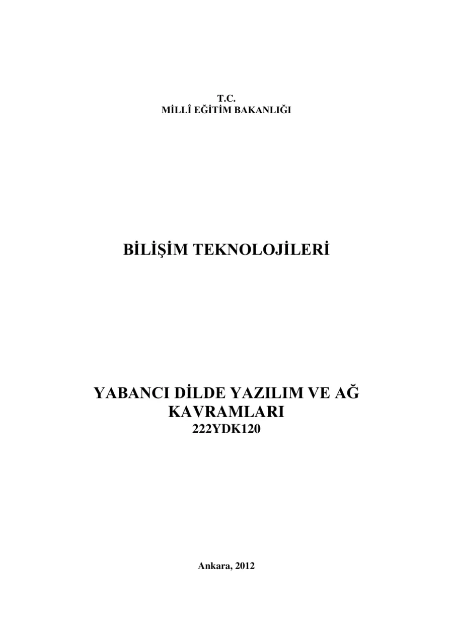 Yabancı Dilde Yazılım ve Ağ Kavramları PDF kapak görseli