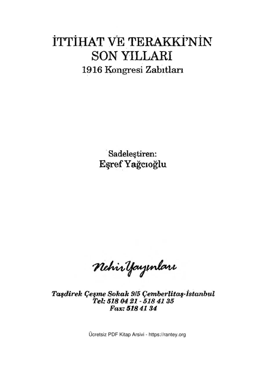 Yağcıoğlu İttihat ve Terakkinin Son Yılları kapak görseli