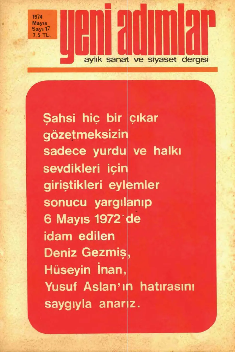 Yeni Adımlar Sayı 17 Mayıs kitap kapağı