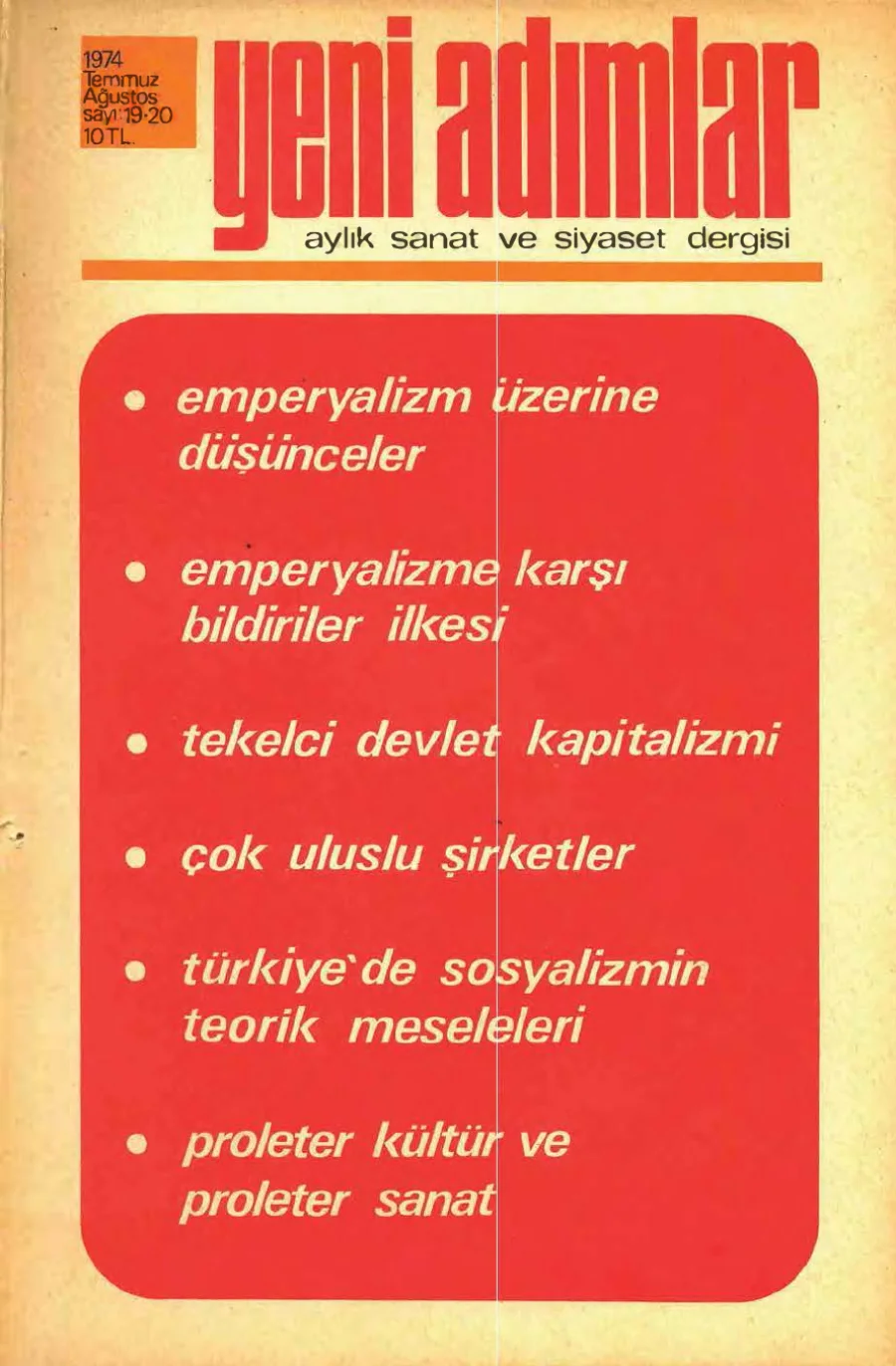 Yeni Adımlar Sayı 19 20 Temmuz Ağustos kitap kapağı
