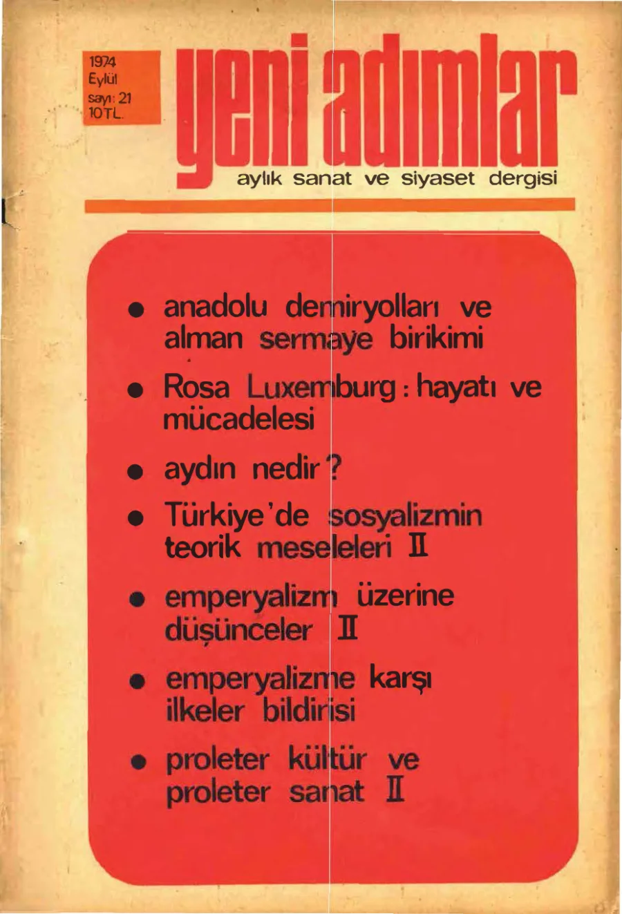 Yeni Adımlar Sayı 21 Eylül kitap kapağı