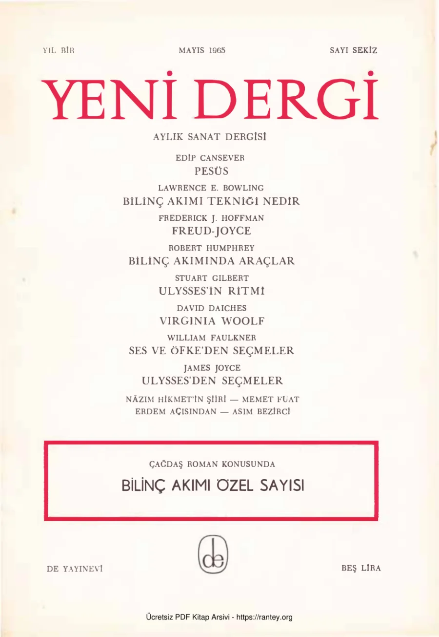 Yıl 1965 Sayı 8 Mayıs 1965 Bilinç Akımı Özel Sayısı kapak görseli