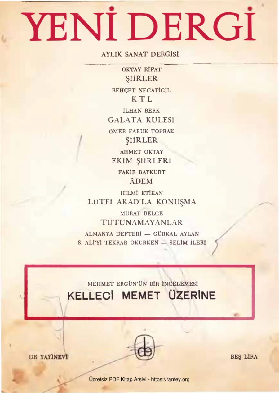 Yıl 1972 Sayı 99 Aralık 1972 Kelleci Memet Üzerine kapak görseli