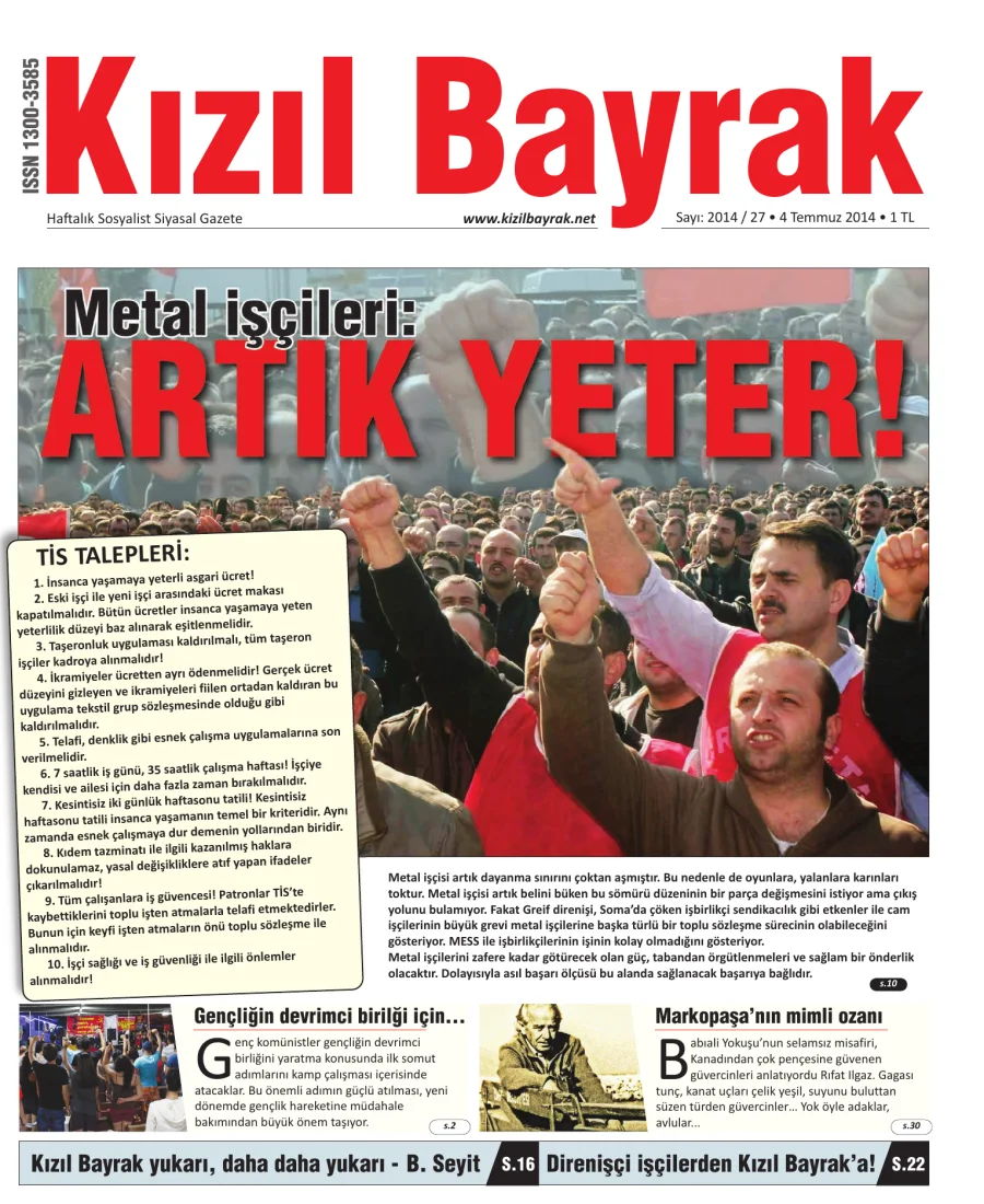 Yıl 2014 Sayı 27 04 Temmuz kapak görseli