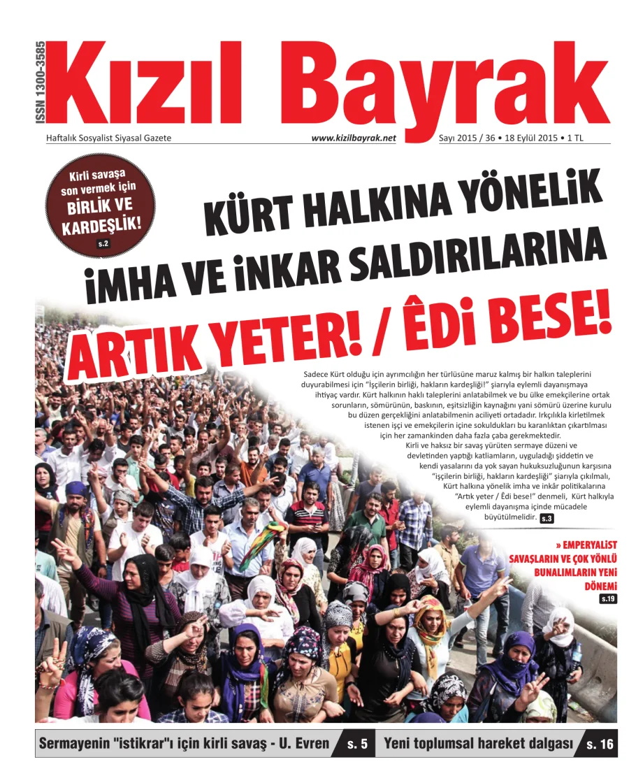 Yıl 2015 Sayı 36 18 Eylül kitap kapağı