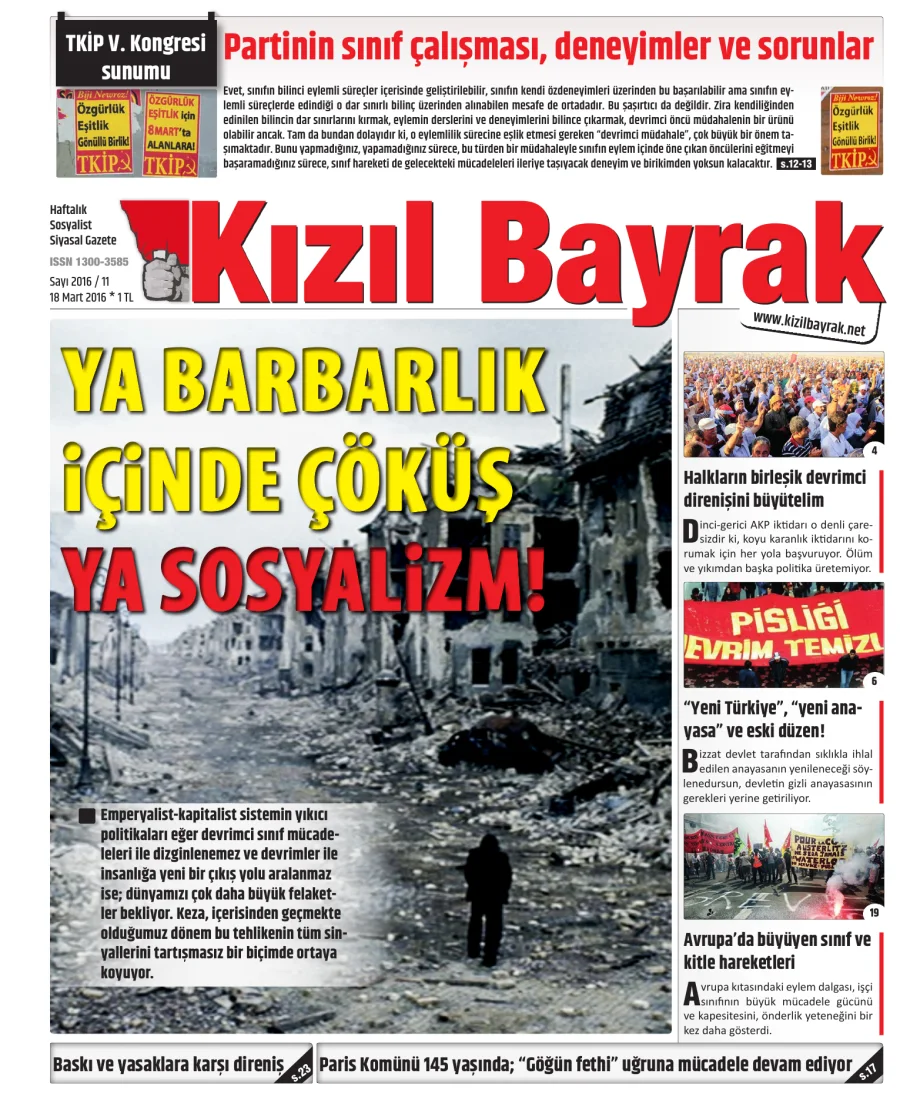 Yıl 2016 Sayı 11 18 Mart kitap kapağı