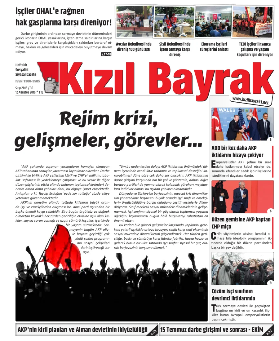 Yıl 2016 Sayı 30 12 Agustos kapak görseli