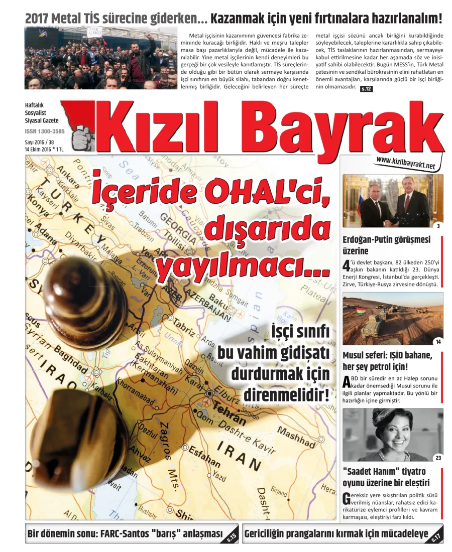 Yıl 2016 Sayı 38 14 Ekim kapak görseli