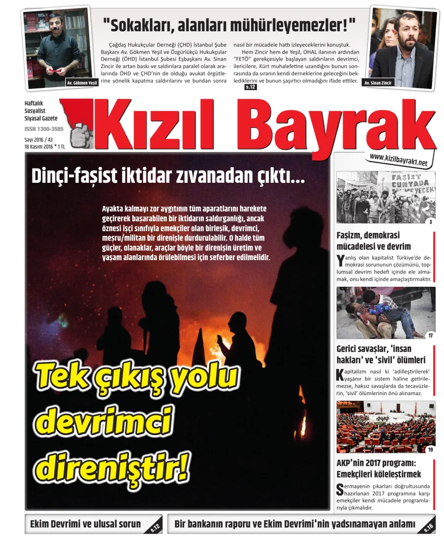 Yıl 2016 Sayı 43 18 Kasim kitap kapağı