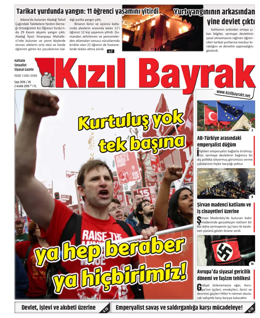 Yıl 2016 Sayı 45 02 Aralik kitap kapağı