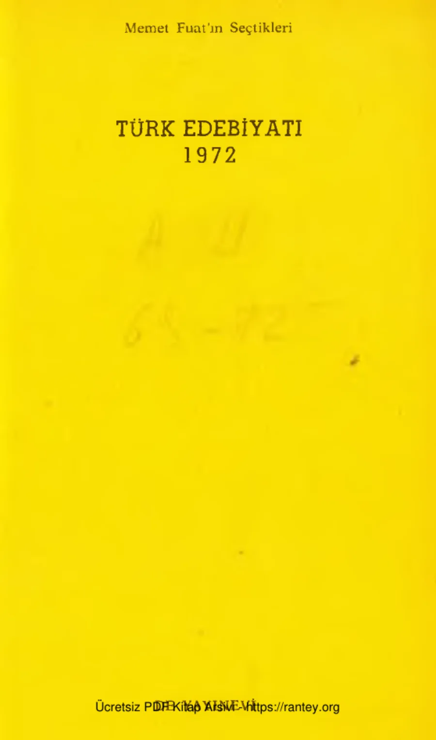 Yıllığı Türk Edebiyatı 1972 kapak görseli