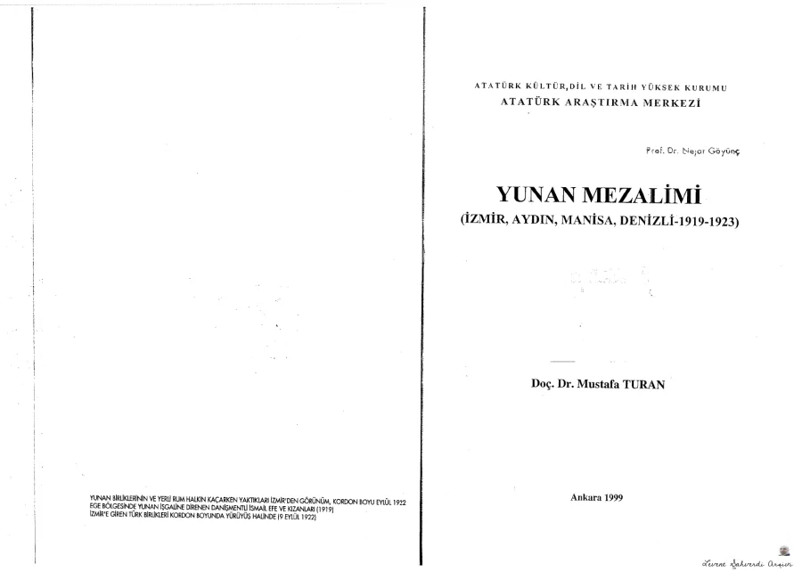 Yunan Mezalimi: İzmir, Aydın, Manisa, Denizli 1919-1923 kapak görseli