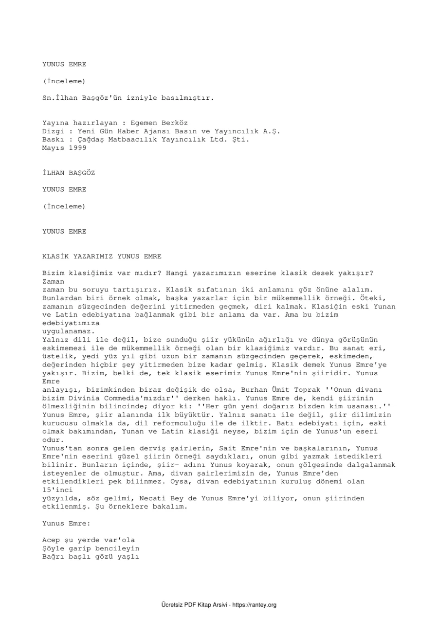 Yunus Emre kapak görseli