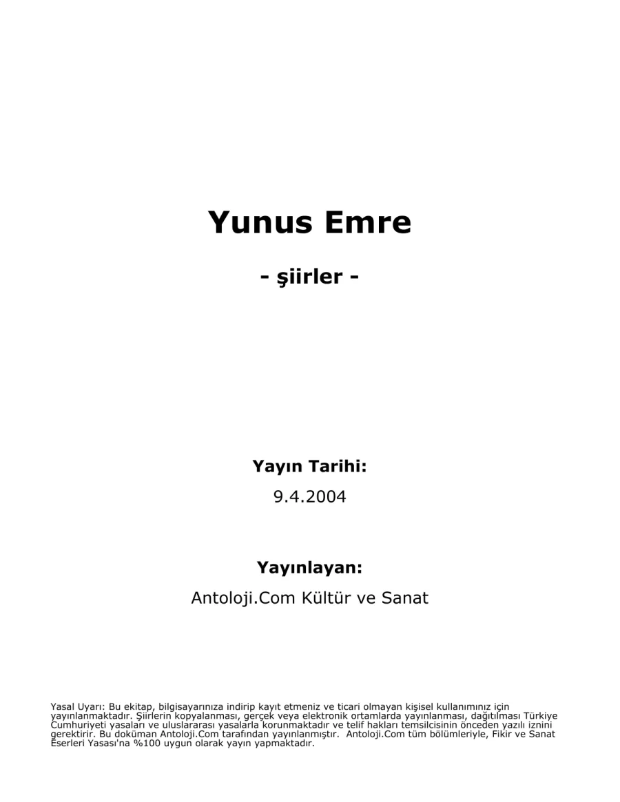 Yunus Emre Şiirleri kapak görseli