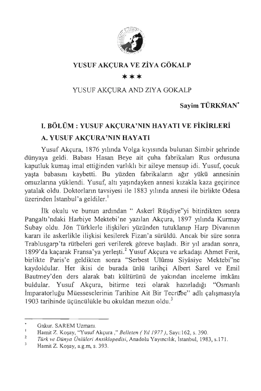 Yusuf Akçura ve Ziya Gökalp kapak görseli