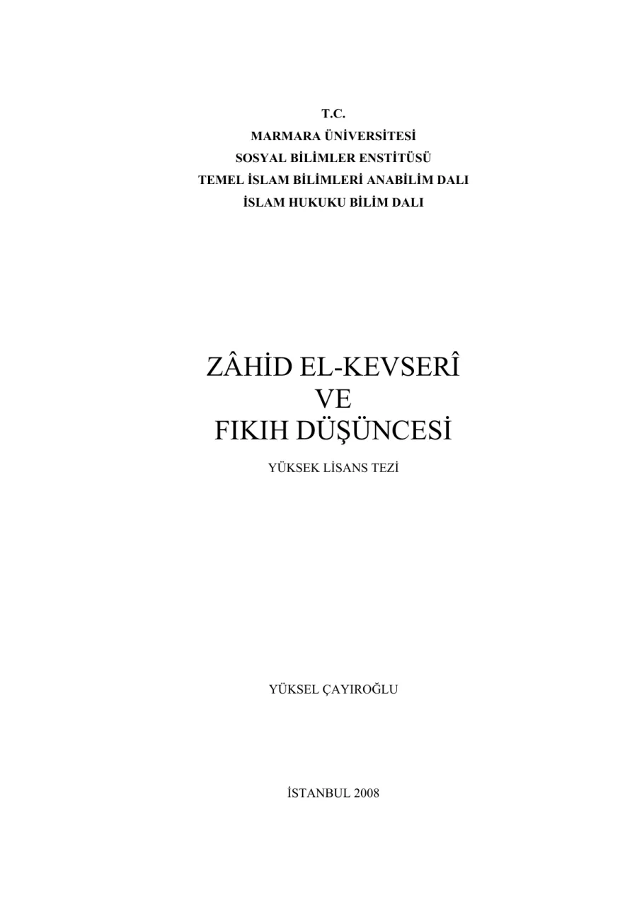 Zâhid el-Kevserî kapak görseli