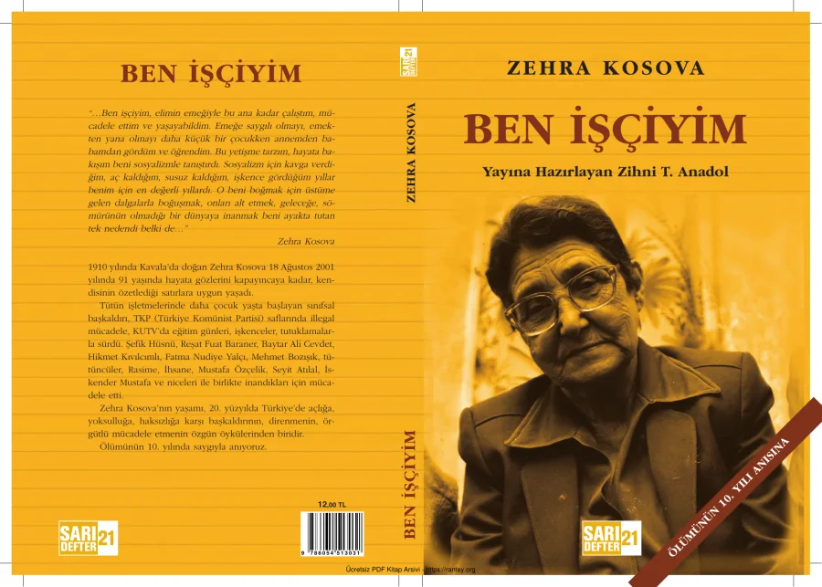 Zehra Kosova Ben İşçiyim TÜSTAV Sarı Defter kapak görseli