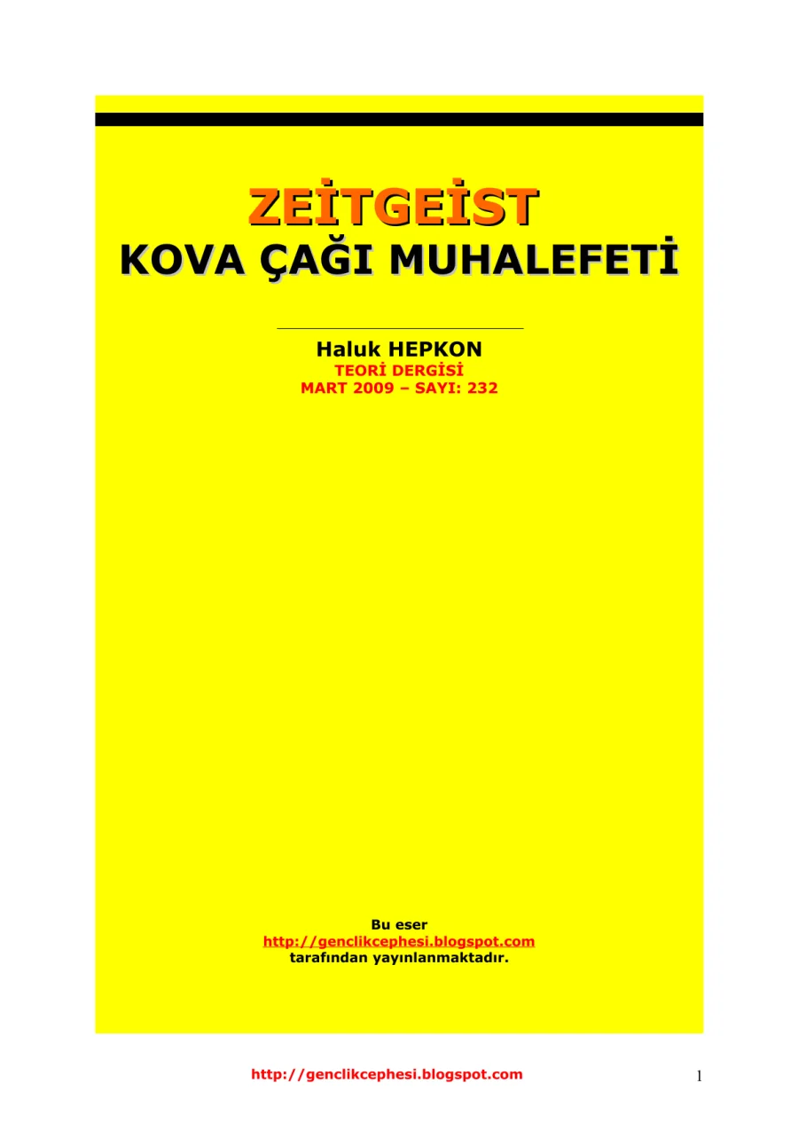 Zeitgeist: Kova Çağı Muhalefeti kapak görseli
