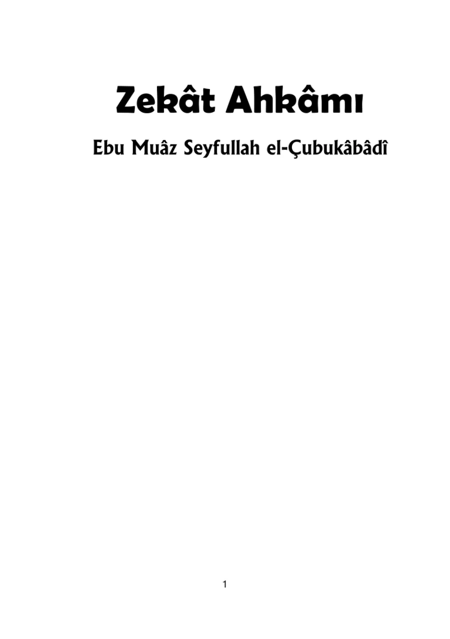 Zekât Ahkâmı kapak görseli