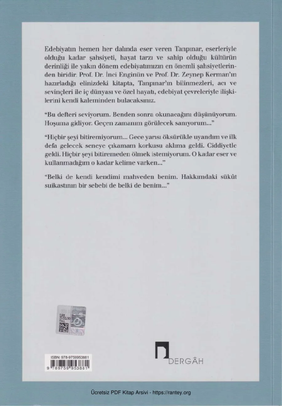 Zeynep Kerman Günlüklerin Işığında Tanpınarla Baş Başa kapak görseli
